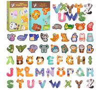 ViEinkaufen 48 Pcs Magnetic Letters, Fridge Magnets for Kids Educational Learning Tool, Alphabet ABC Magnets for Refrigerator Animal Toys Educational Spelling Learning Games Toys for Baby Toddler
