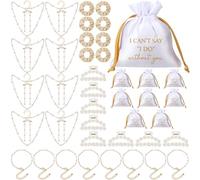 ViEinkaufen 48Pcs Bridesmaid Gift Set,8 Pack Bridesmaid Proposal Bracelets with Hair Ties Hair Claw Necklace Earrings Drawstring Bags,Pearl Beaded Bridesmaid Proposal Gifts for Bridal Shower Favor