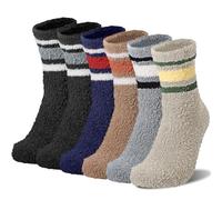 ViEinkaufen 6 Pairs Men's Fluffy Slipper Socks, Soft Cozy Sleep Bed Winter Thermal Slipper Socks Fuzzy Sock resents for Men Women