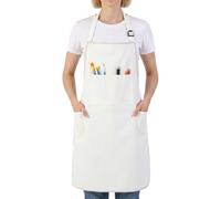 ViEinkaufen Artist Apron with Pockets, Adjustable Pottery Apron, Adult Plain Canvas Apron for Artistic Creation, Ceramics, Painting, Work, Kitchen