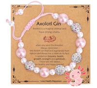ViEinkaufen Axolotl Bracelet for Girls, Pink Adjustable Imitation Pearl Friendship Bracelet Kids, Jewellery Stuff Birthday Gifts for Teenage Girls