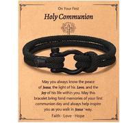 ViEinkaufen Braided Bracelet for Boys Teens Teenage - Black Rope Bracelet Present for Son Boyfriend Birthday Graduation(21cm)
