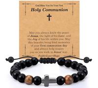 ViEinkaufen First Holy Communion Gifts for Boys, Adjustable Cross Bracelet Baptism Gifts, Religious Jewellery Christians Present for Son Grandson Nephew Teenage Boys