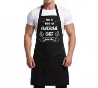 ViEinkaufen Funny Aprons for Men-THIS IS WHAT AN AWESOME CHEF looks like, Adjustable Waterproof Chef BBQ Aprons with Pockets for Men, Husband, Dad
