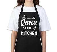 ViEinkaufen Funny Aprons for Women - Queen OF THE KITCHEN, Adjustable Waterproof Chef BBQ Aprons with Pockets for Wife, Mom, Grandma