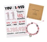 ViEinkaufen Gifts for 11 Year Olds Girls, 11 Year Old Girl Gifts, Natural Stone Bracelet and Happy Birthday Card for 11th Birthday Decorations,Cool Presents for Daughter, Niece, Granddaughter