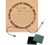 ViEinkaufen Healing Beaded Bracelets, Adjustable Natural Stone Anxiety Bracelet with Inspirational Card & Geschenkbox for Women, Men, Friends Relaxation Spiritual