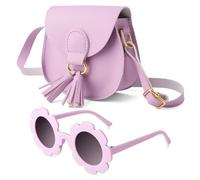 ViEinkaufen Little Girls Handbag with Kids Sunglasses, Purple Kids Handbag, Cute Handbags for Girls with Tassel Pendant and Adjustable Shoulder Strap, Toys for 3 4 5 Year Old Girls