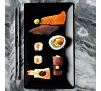 Viejo Valle Midnight Rectangular Coupe Plates Black 25 x 15cm - Pack of 6 | Stoneware Plates