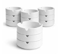 Viejo Valle Moonlight Ceramic Ashtray White 10cm Pack of 12 - Round Porcelain Table Ashtrays with 3 Cigarette Rests, Stackable Dishwasher Safe Ash Tray for Pub Garden & Hospitality Use
