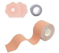 VIEKIER Boob Tape Breathable Breast Lift Tape and 1 Pair Adhesive Bra Silicone Breast Adhesive Bra and 1 Roll Boob Body Tape Beige