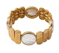 VIEKYBUTTY Chunky Hammered Geometric Bangle Bracelets Gold Coin Statement Cuff for Women Boho Elastic Adjustable Statement Bracelet