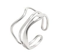 VIEKYBUTTY Minimalist Triple Wave Silver Open Adjustable Ring for Women, Versatile Silver Thumb Knuckle Ring, Trendy Adjustable for Dates Parties Dances Daily Commutes and Casual Vacations