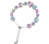 VIEKYBUTTY Multicolor Heart Geometric Zirconia Tennis Bracelet, Adjustable Slider Clasp Fine Jewelry Bracelets For Women, Fashionable & Fresh Metal Band, Summer