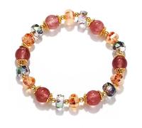 VIEKYBUTTY Multicolor Strawberry Quartz Crystal Bracelet, Beaded Bracelets For Women Good Luck Charm Attracts Wealth And Positive Energy Inspirational Gifts For Women Daily Wear Fashion Jewelry