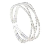 VIEKYBUTTY Silver Multi Layer Criss Cross Cuff Bangle, Open Rhinestone Crystal Bracelet and Tennis Bracelets for Women for Wedding Prom Party Elegant Bridal Jewelry Gift