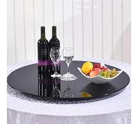 VIELAB Large Black Glass Lazy Susan Table Top Serving Plate 360° Rotation Round Dining Table Turntable Ø 27″ Display Rotating Tray For Restaurant Banquets