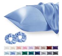 Vielit 2 Pack Satin Pillowcase for Hair and Skin Cooling,Soft as Silk Pillowcase for Hair and Skin,Easier Care than Silk Pillow Case Blue 50x75cm Gifts for Women Envelope & 2 Scrunchies