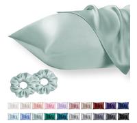 Vielit Queen Satin Pillowcase for Hair 2pc,Similar to Silk Pillow Cases,Easier Care Than Silk Pillowcase,Gifts for Women Men,Sage Green,20x30 & Envelope Closure and 2 Satin Scrunchies