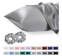 Vielit Queen Satin Pillowcase for Hair 2pc,Similar to Silk Pillow Cases,Easier Care Than Silk Pillowcase,Gifts for Women Men,Grey,20x30 & Envelope Closure and 2 Satin Scrunchies