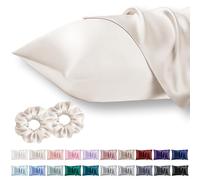 Vielit Queen Satin Pillowcase for Hair 2pc,Similar to Silk Pillow Cases,Easier Care Than Silk Pillowcase,Gifts for Women Men,Beige,20x30 & Envelope Closure and 2 Satin Scrunchies