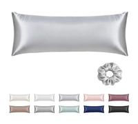 Vielit Satin Body Pillow Pillowcase 1pc,Silky Body Pillow Cover Similar to Silk Pillow Cases Soft Body Pillow Case 20x54 & Envelope Closure,Gift for Women Men Silver Grey & 1 Satin Scunchie