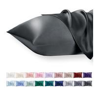 Vielit Set of 2 Satin Pillowcases 40 x 60 cm with Zip, Soft Like a Silk Pillowcase, Dark Grey, Modern Style, Breathable, Giftable, Skin-friendly