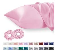 Vielit Standard Satin Pillowcase for Hair 2pc,Similar to Silk Pillow Cases,Easier Care Than Silk Pillowcase,Gifts for Women Men,Pink,20x26 & Envelope Closure and 2 Satin Scrunchies