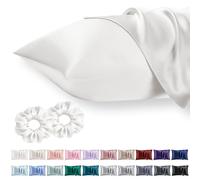 Vielit Standard Satin Pillowcase for Hair 2pc,Similar to Silk Pillow Cases,Easier Care Than Silk Pillowcase,Gifts for Women Men,Cream White,20x26 & Envelope Closure and 2 Satin Scrunchies