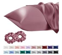 Vielit Standard Satin Pillowcase for Hair 2pc,Similar to Silk Pillow Cases,Easier Care Than Silk Pillowcase,Gifts for Women Men,Dusty Rose,20x26 & Envelope Closure and 2 Satin Scrunchies