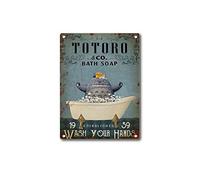 viemso Tin Sign Totoro Bathroom Totoro Bath soap Toilet Decoration was Established in 1959 Fun Home Decor Bistro Cartel de Chapa Decoración de pared 12x16inch