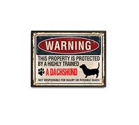 viemso Tin Sign Warning Dachshund Marks The Dachshund owner's Property is Protected by The Dachshund Vintage Metal Tin Sign Wall Decor Home Bar Shop Cafe Vintage Sign 12x16inch-With Black Metal Frame