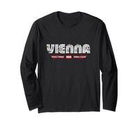 Vienna Austria 70s 80s Retro Type Flag Graphic Long Sleeve T-Shirt