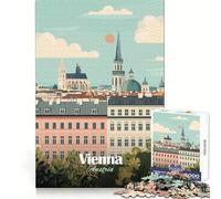 Vienna, Austria Cityscape Illustration 1000 Pieces Jigsaw Puzzles for Adults Boost Memory Gentle Pastime Quality Cut Nice Gift (50x75cm)