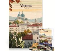 Vienna Austria Cityscape Travel Poster Jigsaw Puzzles 1000 Piece for Adults Brain Development Soothing Hobby Clean Join Fine Xmas Gift (38x26cm)