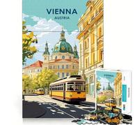 Vienna Austria Cityscape with Tram 1000 Piece Puzzle For Adults Mind Skill Play Laser Cut for Flawless Fit Rewarding Activity for Rainy Days (38x52cm)