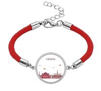 Vienna Austria Flat Landmark Pattern Lucky Red String Bracelet Rope Bracelet Handmade