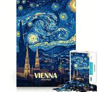 Vienna Austria Starry Night Art Jigsaw for Adults 1000 Pieces Brain Memory Game Laser Cut for Flawless Fit Unique Gift for Stress Relief (38x52cm)