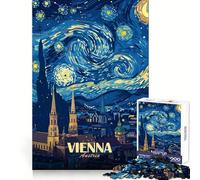 Vienna Austria Starry Night Art Jigsaw Puzzles 1000 Pieces for Teenagers Sharp Recall Restful Pleasure Uniform Cut Ideal Xmas Gift (38x52cm)