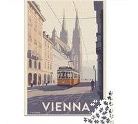 Vienna Austria Travel Poster Travel Puzzle 1000 Pieces, Asian Architecture Inspired View, Interlocking Paper Pieces for Families, Travel Gift, Weekend Hobby, 70x50cm/1000pcs