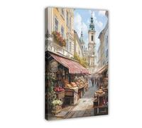 Vienna Austrian Market Canvas Poster Bedroom Decor Landscape Decor Gift 24x36inch(60x90cm)