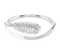 Vienna bangle, Mixed cuts, Feather, White, Rhodium plated