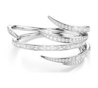Vienna bangle, Mixed cuts, White, Rhodium plated