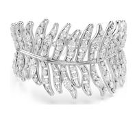 Vienna bracelet, Mixed cuts, Feather, White, Rhodium plated