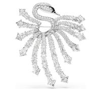 Vienna brooch, Mixed cuts, Swan, White, Rhodium plated