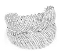 Vienna choker, Mixed cuts, Feather, White, Rhodium plated