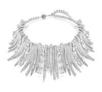 Vienna choker, Mixed cuts, White, Rhodium plated