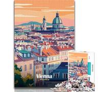 Vienna Cityscape Illustration 1000 Piece Jigsaw Puzzles for Teenagers,Educational Games Home Decoration Suitable for Desktop Decoration 38x26cm