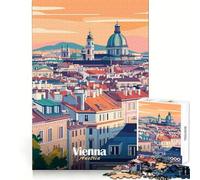Vienna Cityscape Illustration Adults 1000 Piece Jigsaw Puzzle Analytical Skill Soft Distraction Tight Join Cozy Xmas Gift (38x52cm)