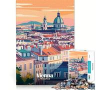 Vienna Cityscape Illustration Jigsaw Puzzle 1000 Pieces Focus Building Toy Firm Fit Secure Assembly Holiday Indoor Entertainment Toy (50x75cm)